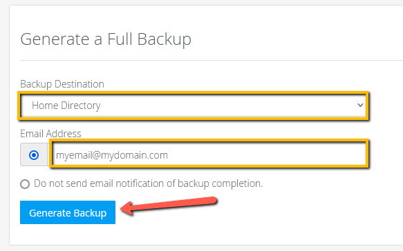 Select Backup Destination