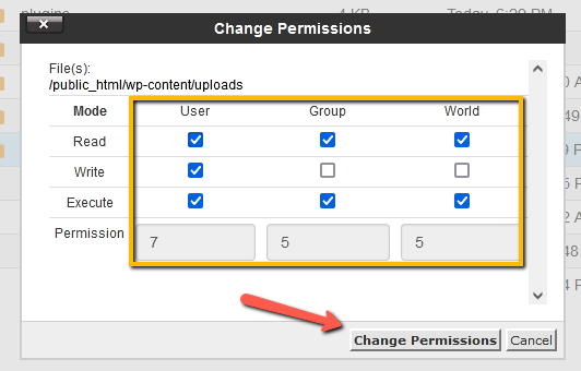 Enter New Permissions