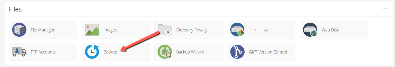 Select Backups in cPanel